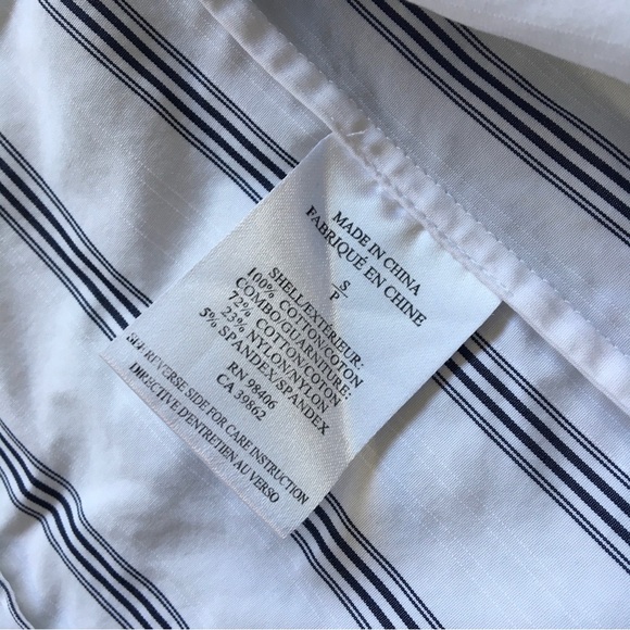 Theory - Classic White & Black Striped Button Down Shirt (Sm) - Picture 7 of 8